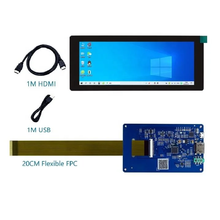 6.86 inch bar lcd screen panel with touch hmi control board  stretched shoe shelf display