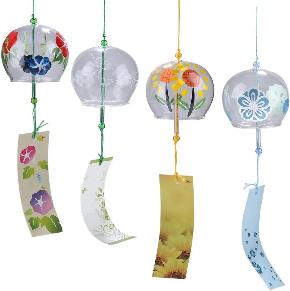 Wholesale Romantic Flower Small Wind Chimes Handmade Glass Japanese Wind Bells