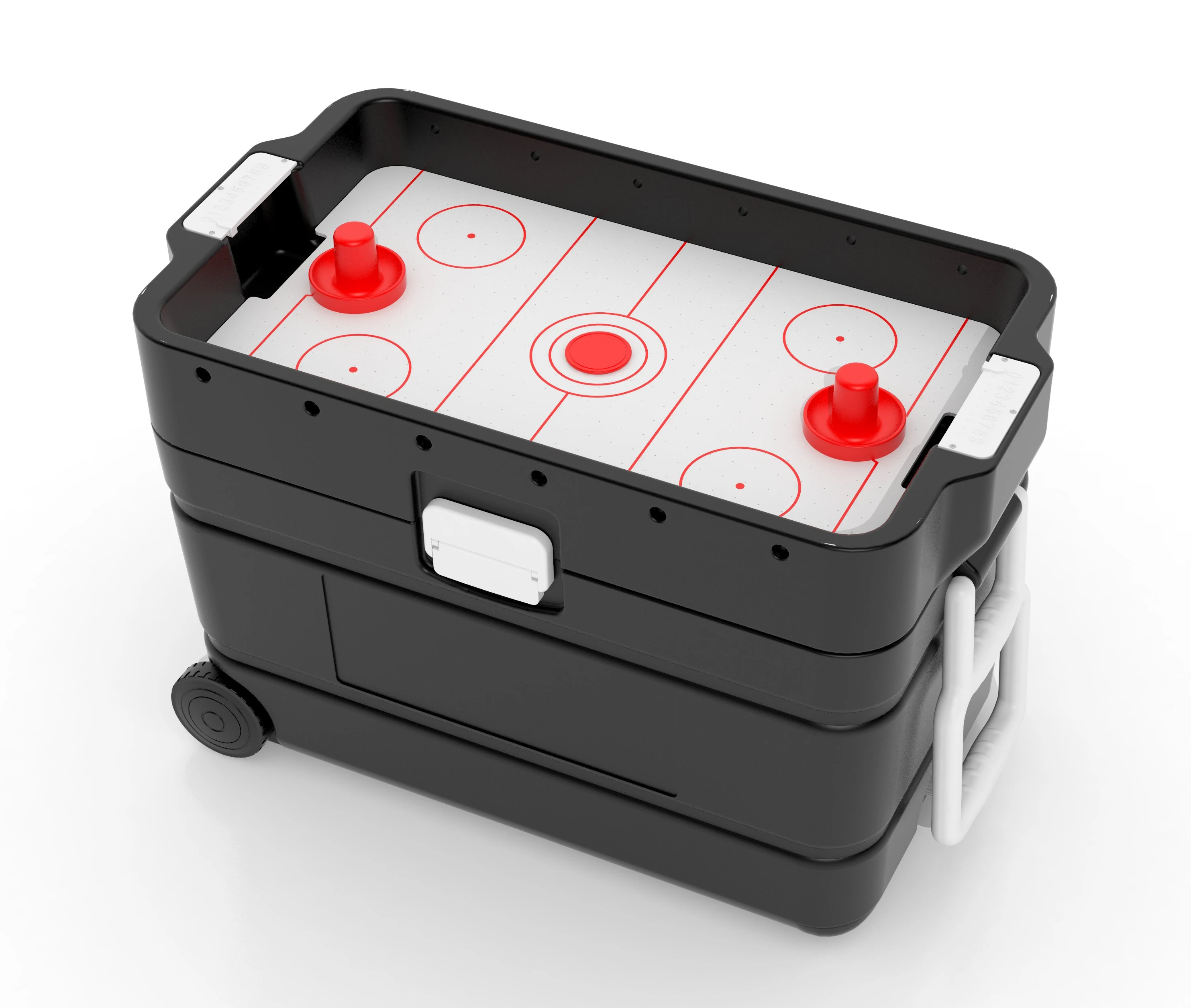 57QT Cooler ice chest with Tabletop Air Hockey patio party bar