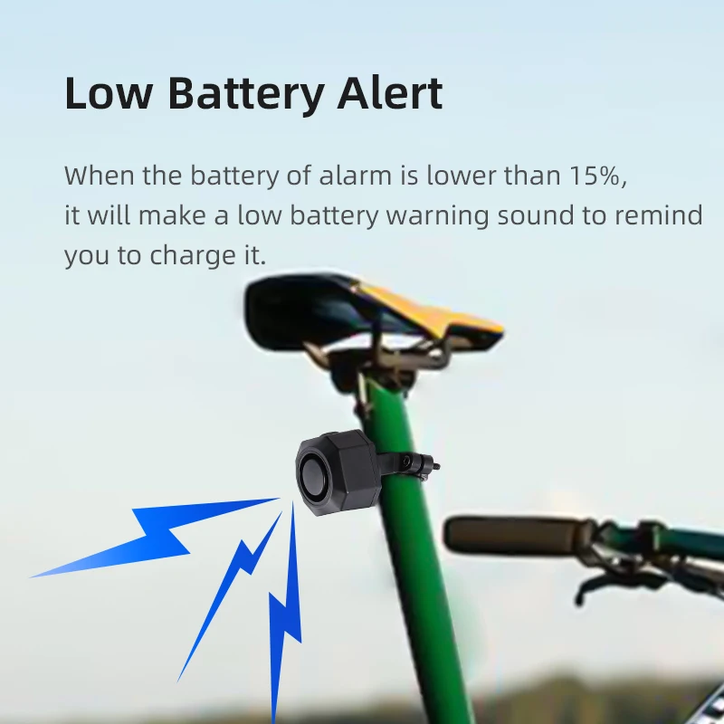 Bike Alarm 110dB Loud Anti Theft Vibration Motion Sensor Vehicle Security Alarm System Waterproof Bicycle Trailer Motorcycle