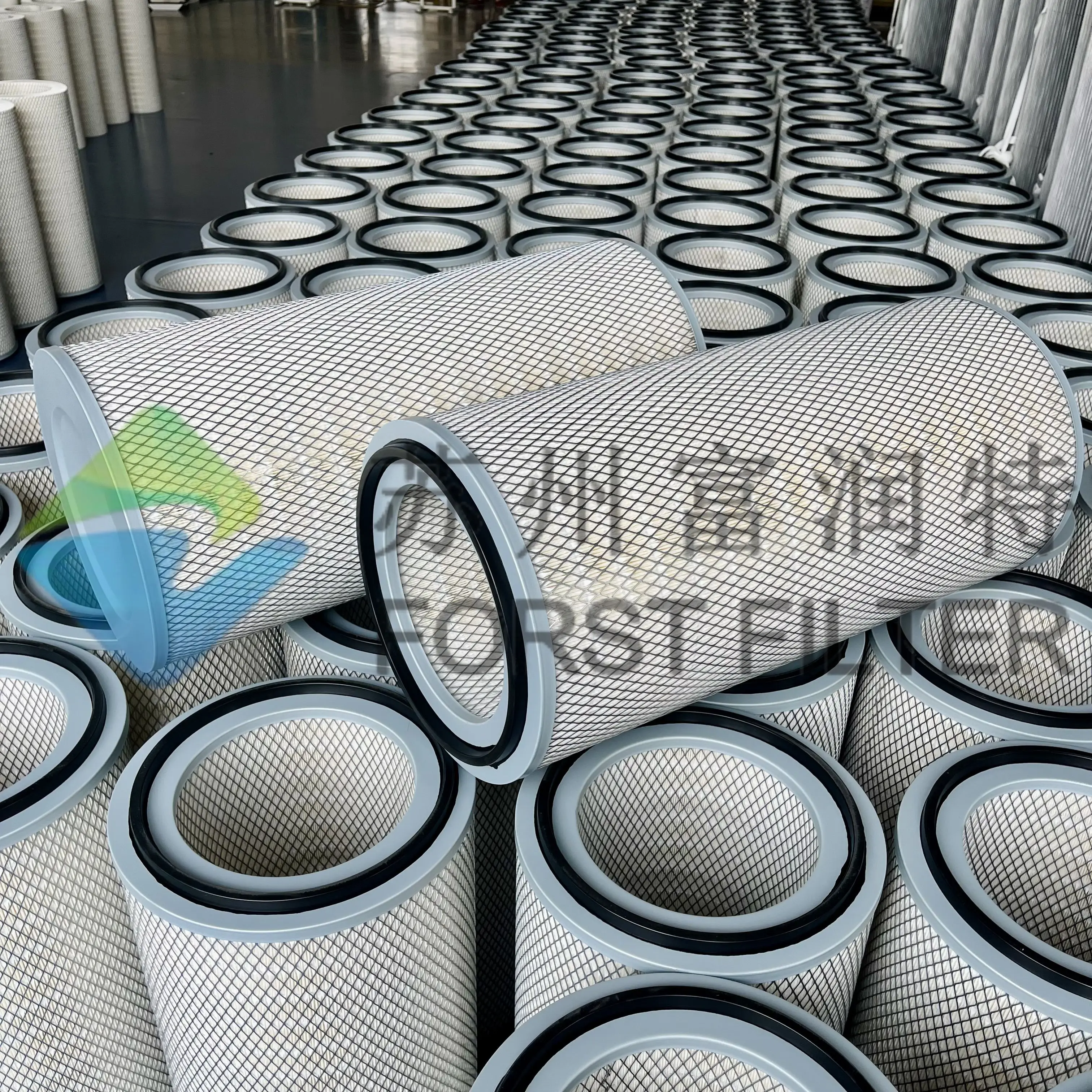 Blue Hepa  Air Filter cartridge paper 0.5 Micron Cylindrical Industrial Cellulose Nano Flame retardant Bonded Fabric