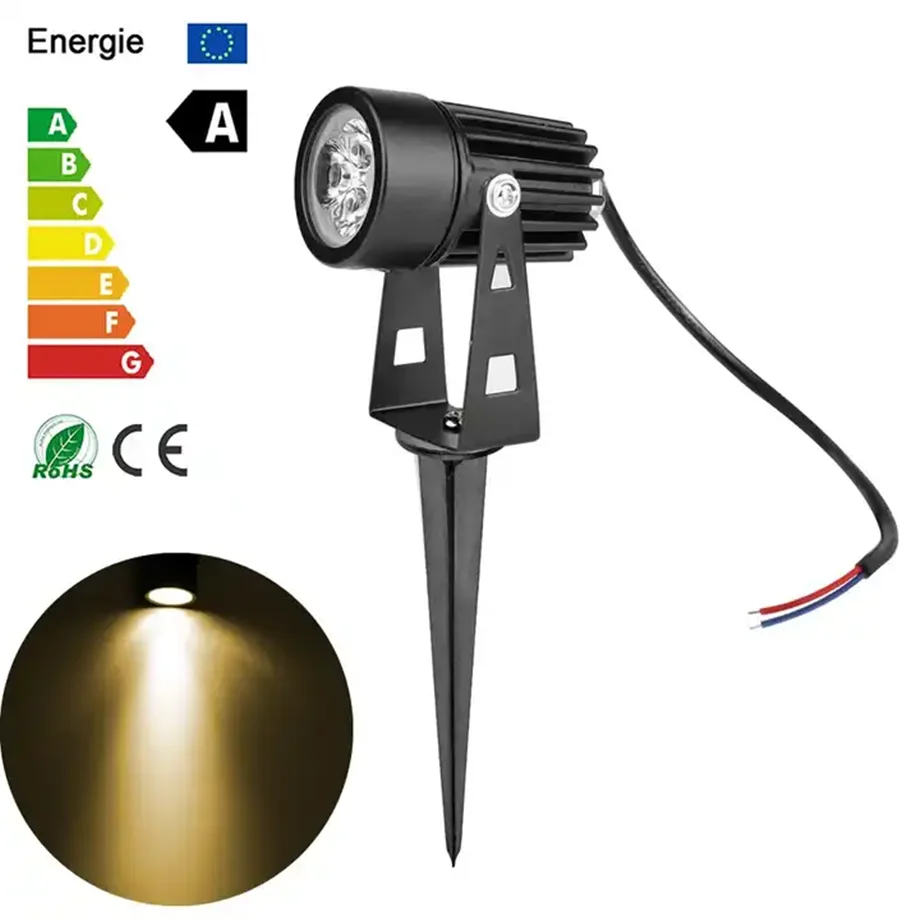 5W 3000K LED Garden Lawn Spike Light with Nail Outdoor Landscape Spotlight Pathway Yard Night Light Floor Ground Foot Lamp