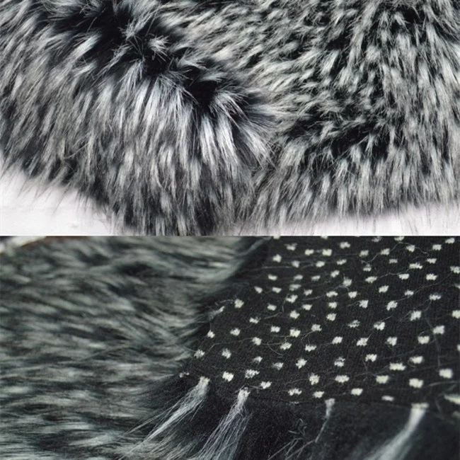 
Hot Black And White Hair Dyed Faux Raccoon Fur Collar Fabric 
