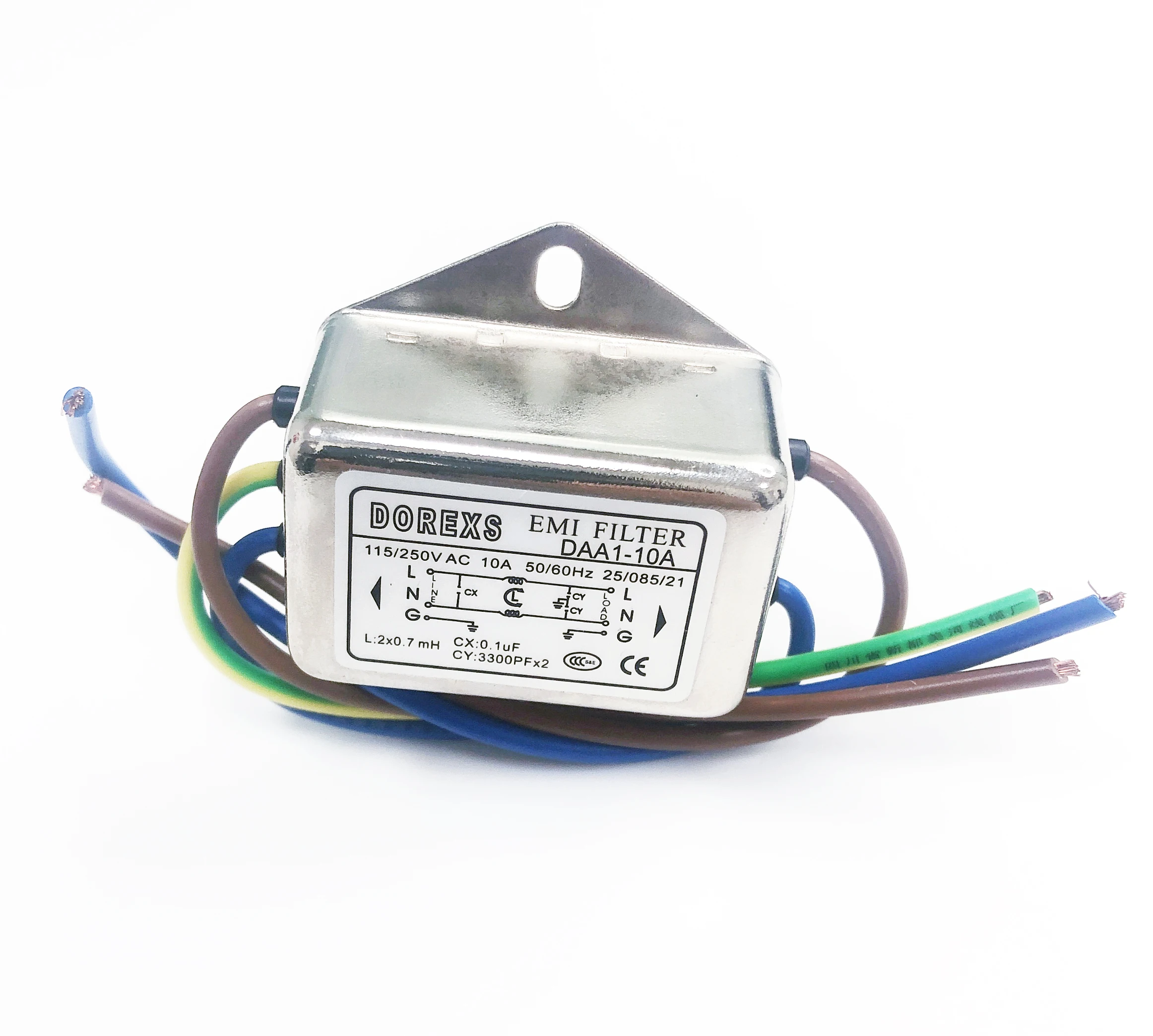  EMI шумовой фильтр низких частот 115V/250V 25/085/21 20 ~ 100db 30-100db 50/60hz линии: 1500VDC 1A 10A CE CQC CN;SIC коробка медь