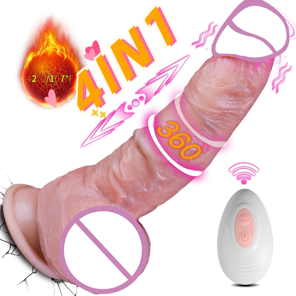 4-in-1 Automatic Telescopic Vibrating Rod Hand-free G-spot Dildos Female Dildo Vibrator Sex Machine For Woman