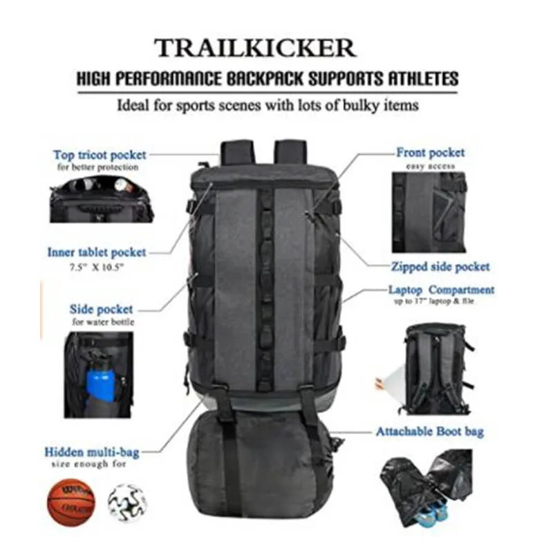 Youth Basketball Backpack with Ball Compartment and Shoe Pocket Soccer Sports Equipment Bag