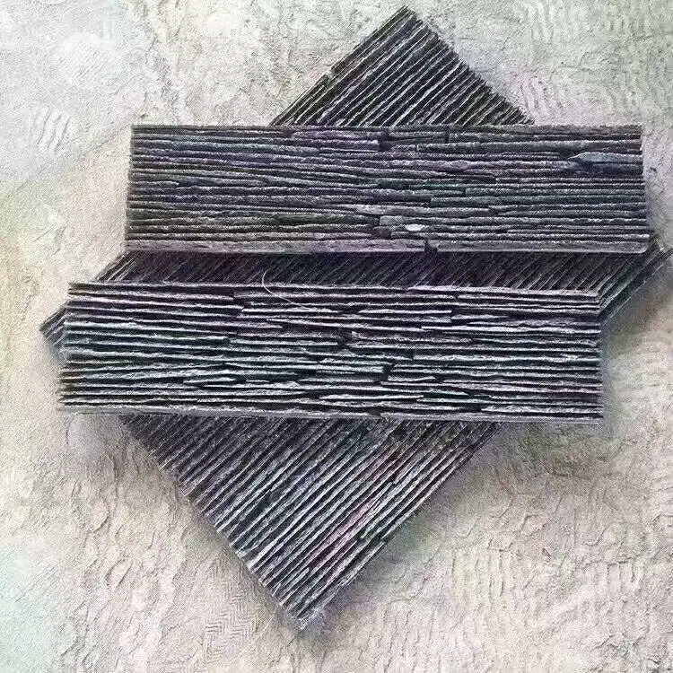 Natural Dark Gray Stone Chiseled Wall Tile Black Granite waterflow serrated surface Wall Panels