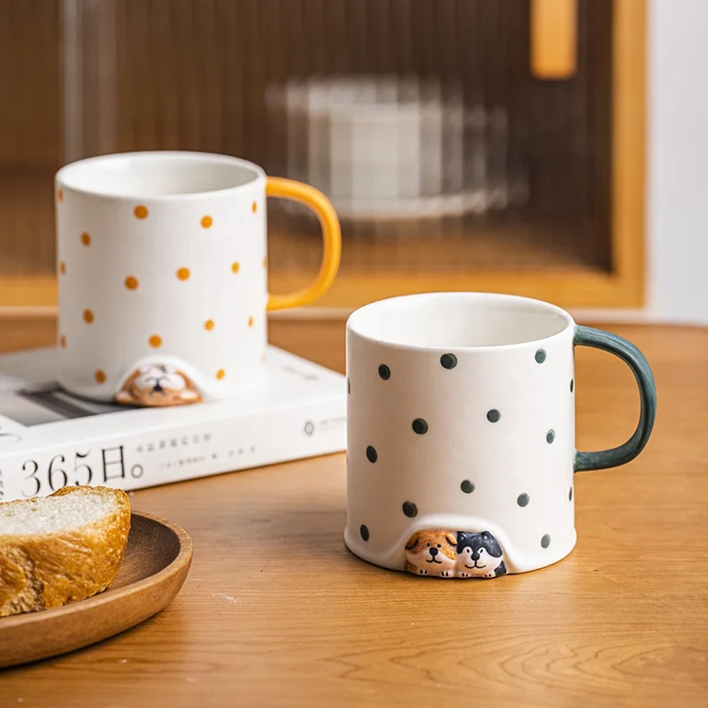 Creative Shiba Inu ceramic coffee mug cute hand painted dog mug