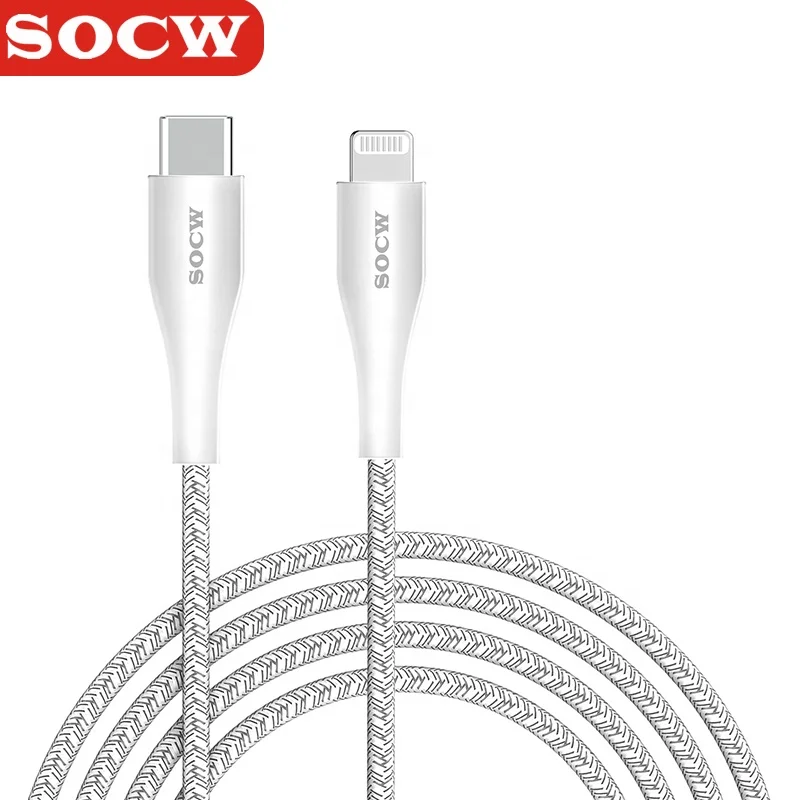 SOCW shenzhen factory Charger Cable for iPhone 6/7/8/X/11 MFI Certified Charging Cable for Apple High Quality USB Cable
