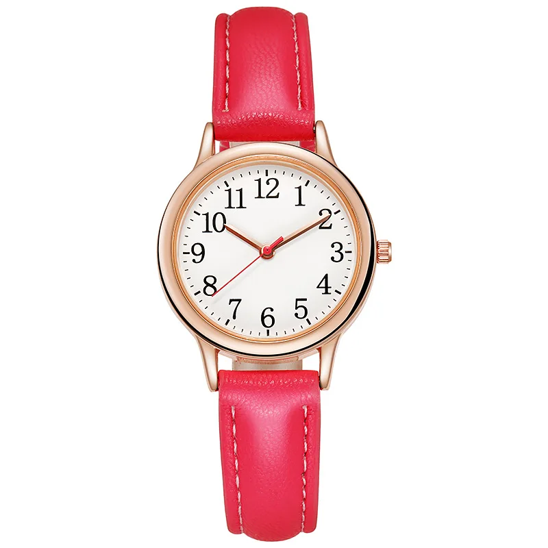 Big Leather Band Number Dial Lady Quartz Watch Women Wrist Watches 5 Colors Wholesale