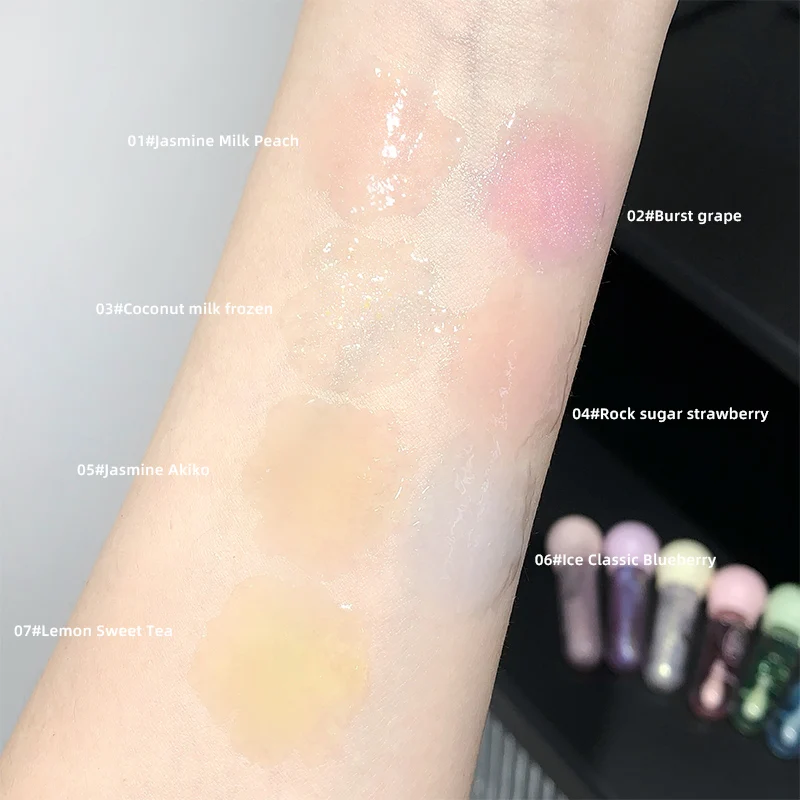 Moisturizing Lip Oil Non-Sticky High-Shine Tinted Lip Balm GEGE BEAR Natural Shiny & Shimmer Pudding Jelly Cute Lip Gloss