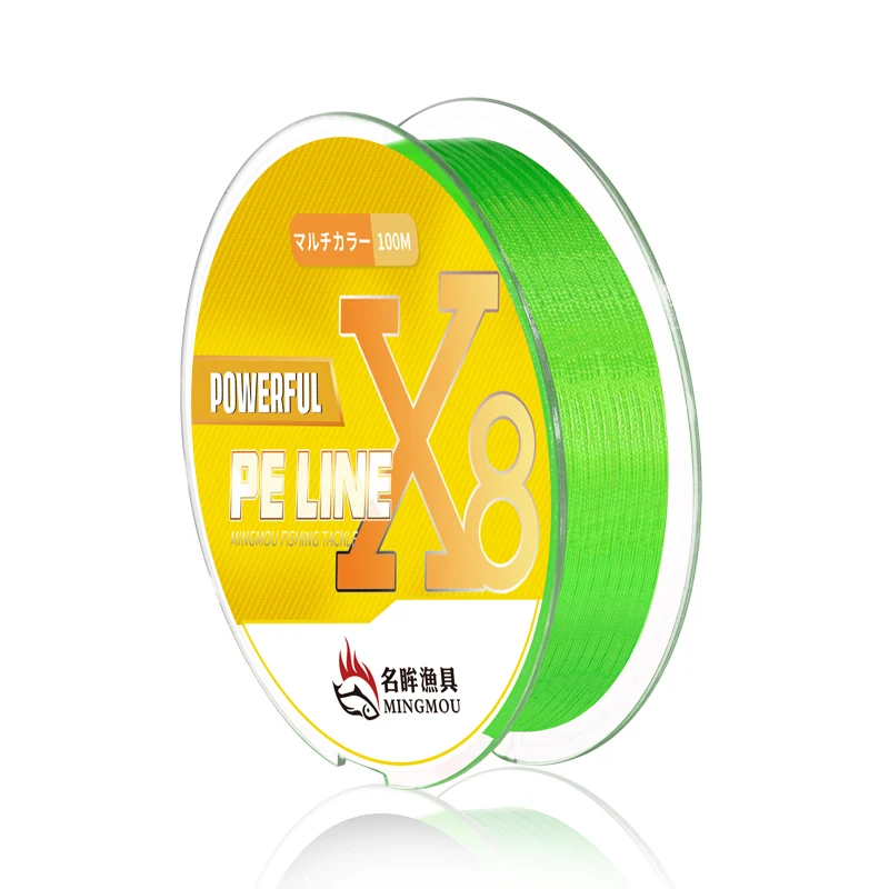 Wholesale Color Coating Super Strong 100m 8 Strands Tuna Pe Braided Multifilament Fishing Line