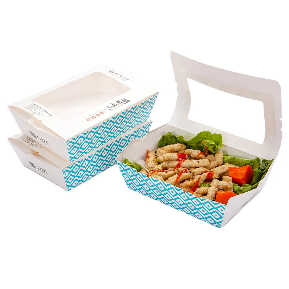 Custom Eco Disposable Kraft Restaurant Chinese Noodle Chicken Packaging Togo Containers Take Away Lunch Packing Food Paper Box