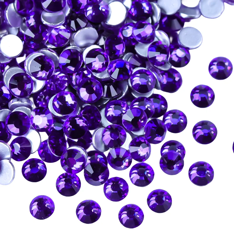 Juli SS3-SS30 2025 New Purple colorful Non Hotfix Rhinestone Crystal Glue On Diamond Rhinestones For Garment Nail DIY Decoration