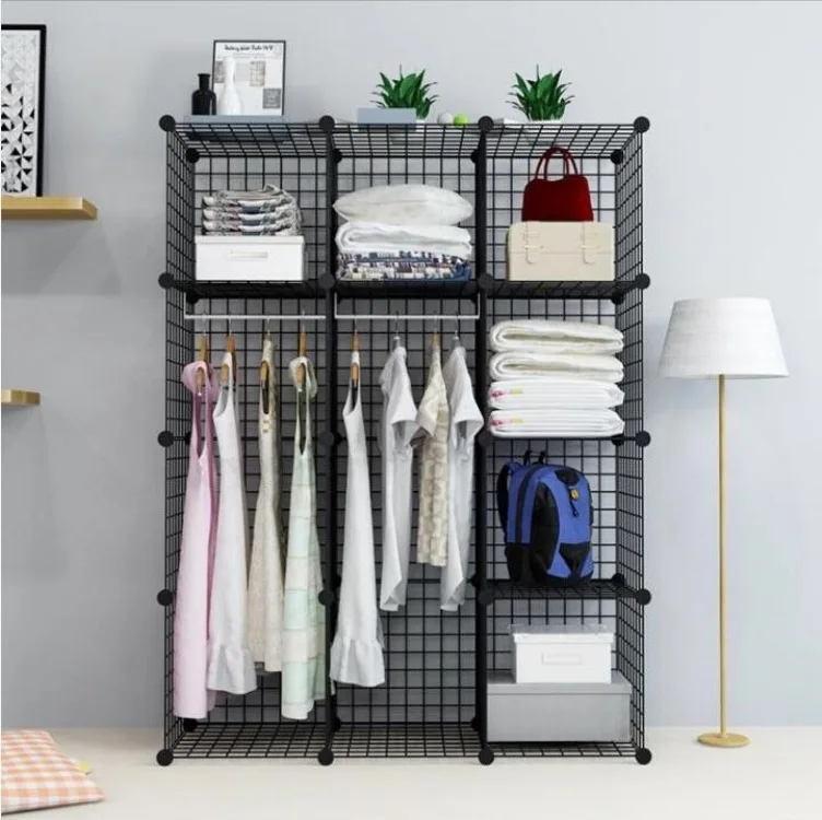 
Aligan 12 cubes wardrobe modern combination storage living room bookshelf multilayer organizing rack iron net modular furniture 