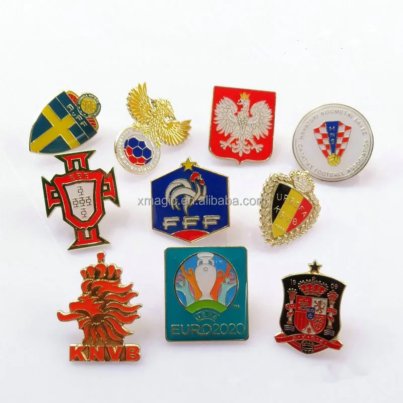 In stock football team badges football club sports lapel pins badges