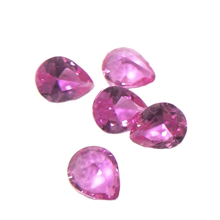 Niel gems pear cut 3# tear rose pink corundum prices wholesale synthetic sapphire gemstone loose ruby gem