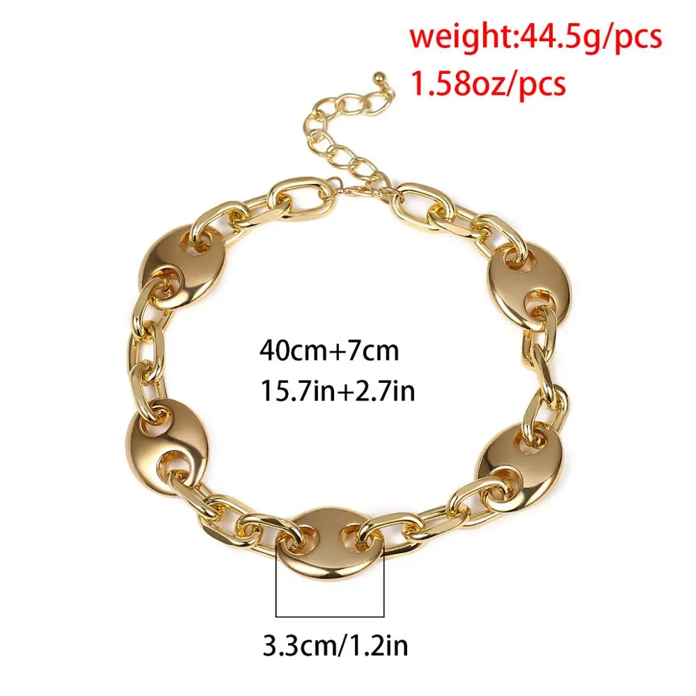 handmade Pig nose buckle thick chain collar single-layer geometric gold Choker necklace