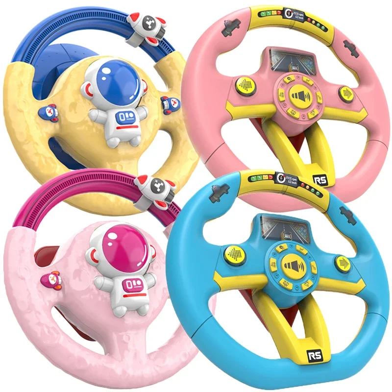 Electronic analog steering wheel toy with soft sound baby music educational co-driver steering wheel sound toy