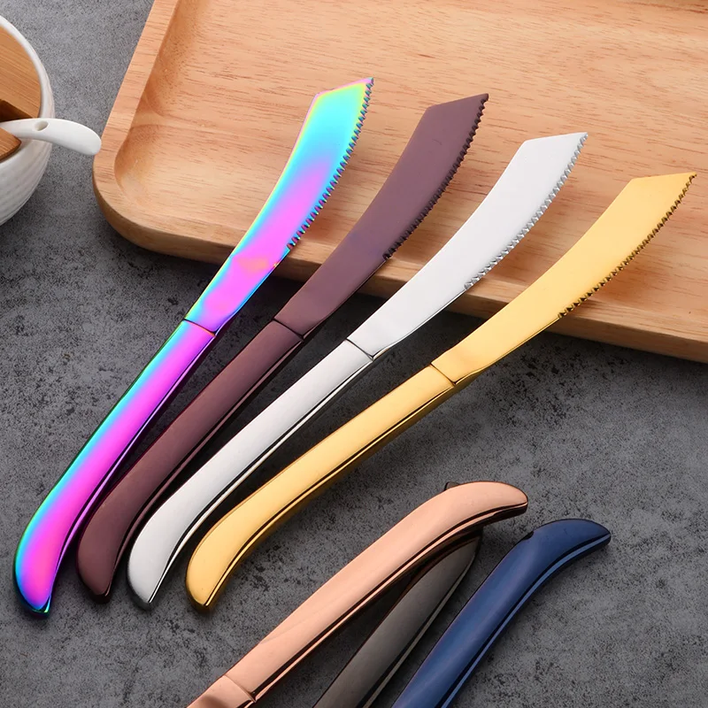 Tableware Non Rust Golden Copper Stainless Steel Durable Steak Knife for Food