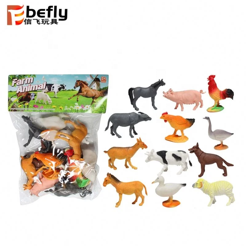 SS 4-5 inches Hollow 12 kinds plastic horse cow sheep farm animal model toy