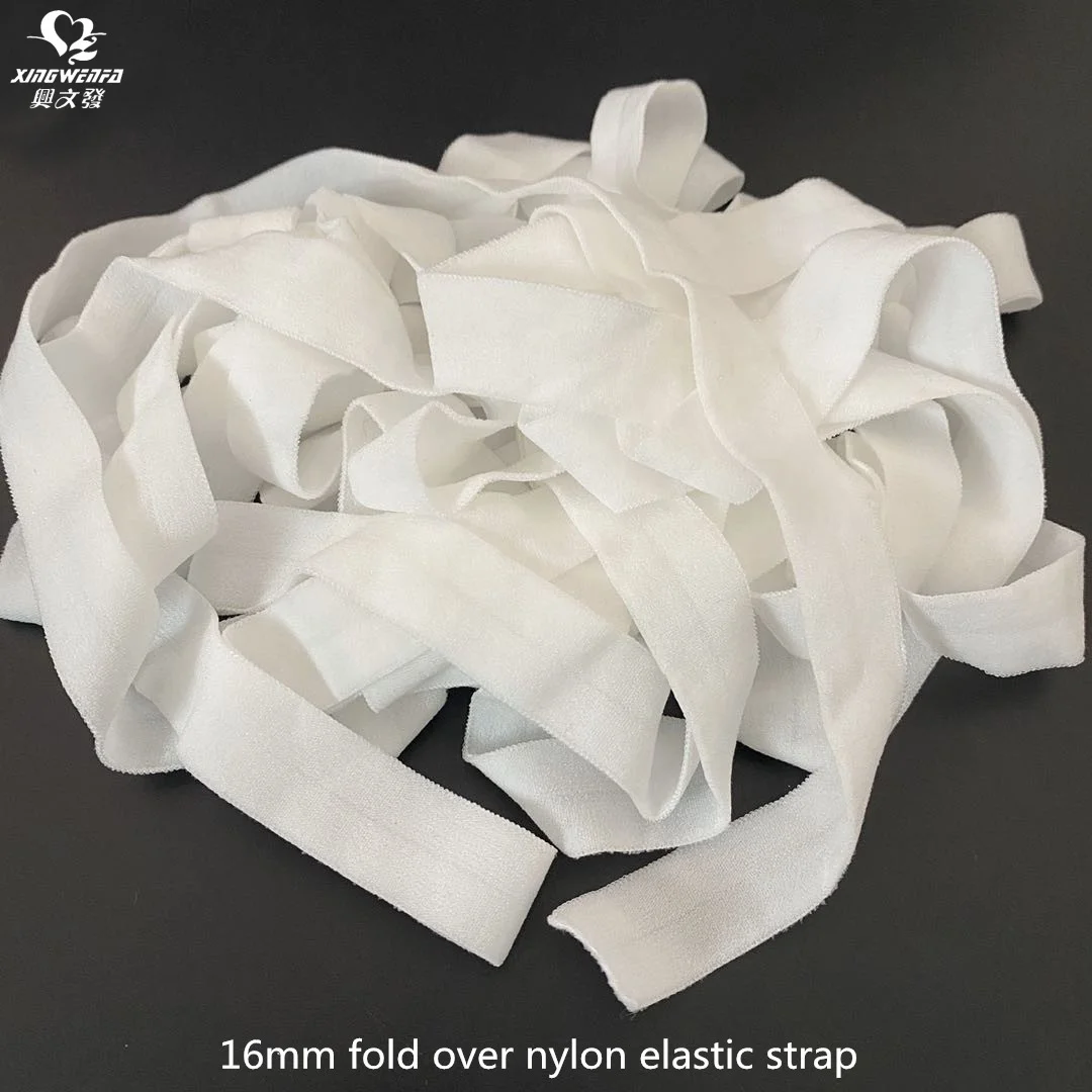16mm nylon folded over elastic strap white high quality Nylon Bias Binding Tape Fold Over Elastic