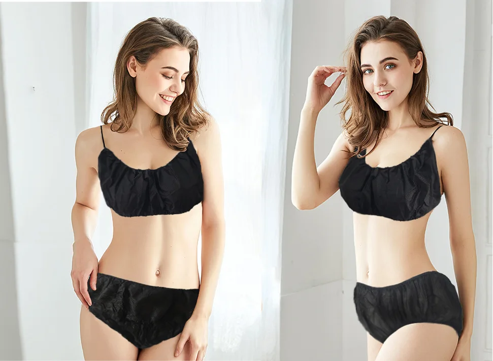Disposable Nonwoven Bra Panty Set for Women Spa Beauty Salon Top Underwear Brassieres for Spray Tanning Personal Care Product