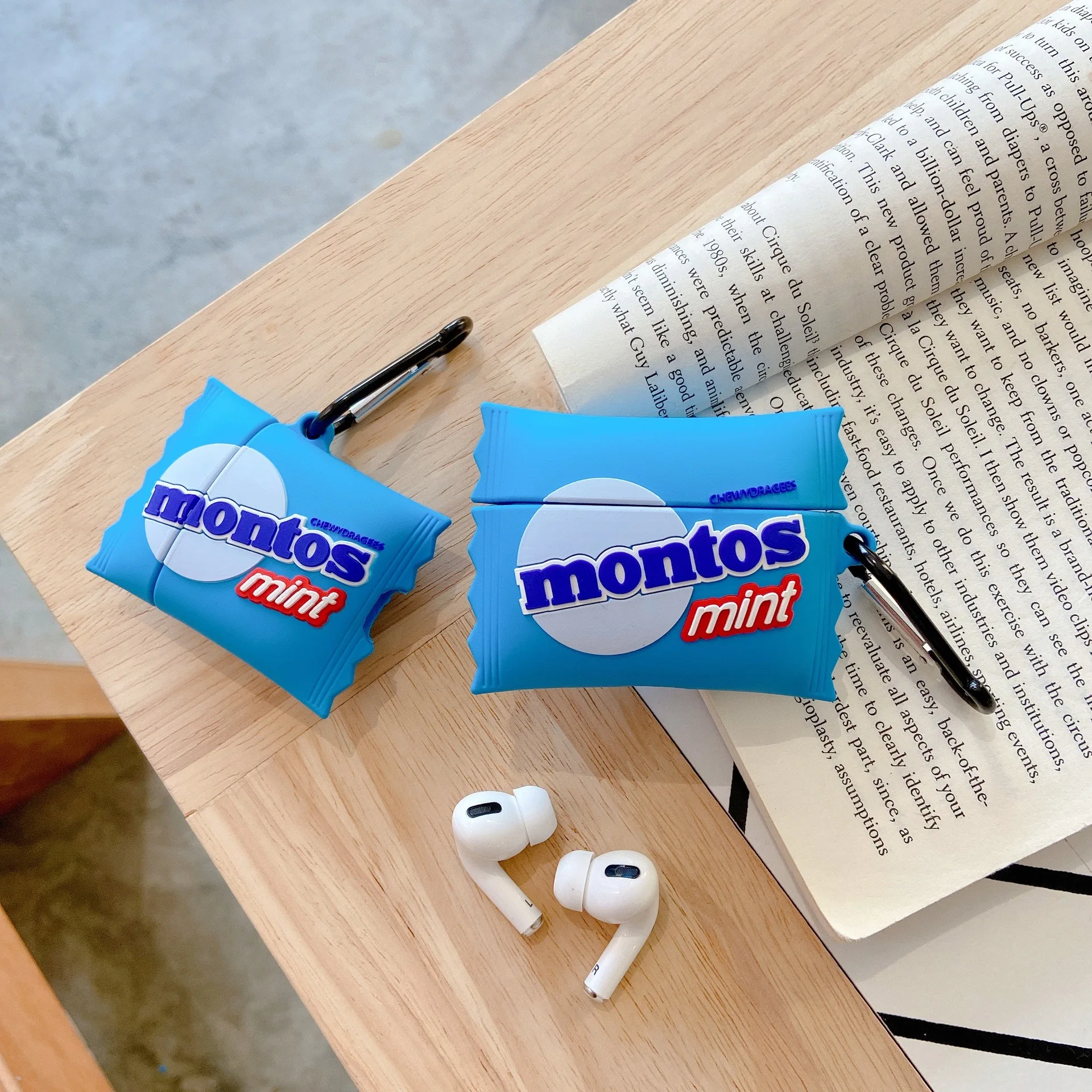 Hot Sale 3D Cartoon Mentos Mint Design Earphone Case with Keychain for Airpods Pro Funny Cute Candy Style Cover for Airpods 1/2