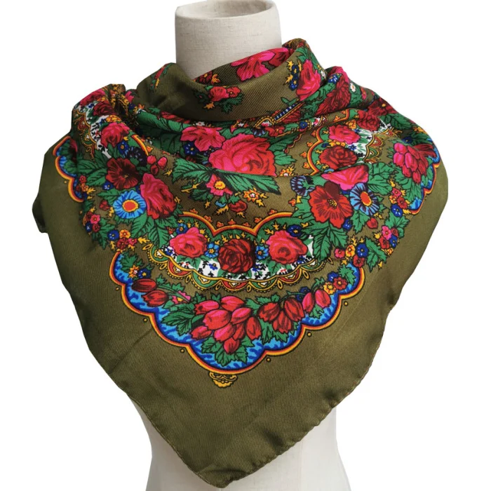 Цветочный шарф для женщин головная повязка 90x90 см
