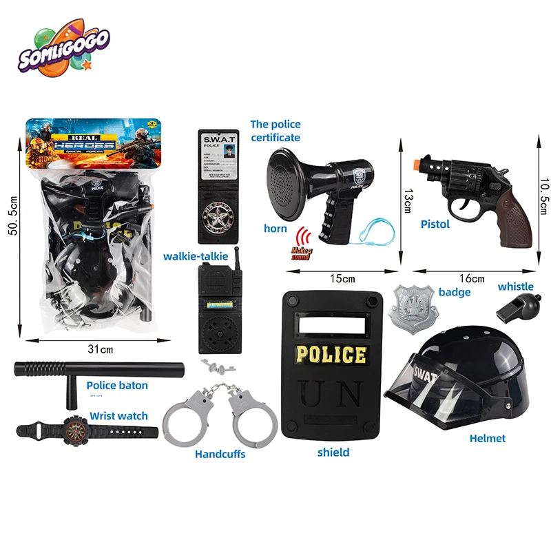 SL Role Playing Game Police Gun Set Kids Pretend Play Early Education Toys With Vest And Gun