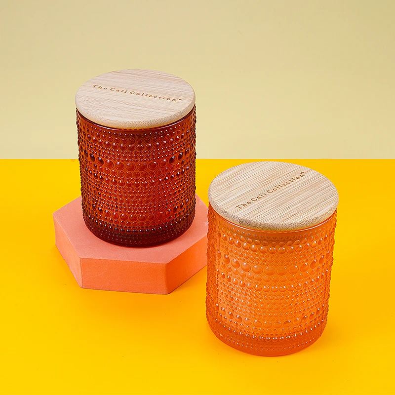 LA15P decorative holiday candle Custom relief velas Bamboo Lid long burning  Glass Jar soy candle manufacturers