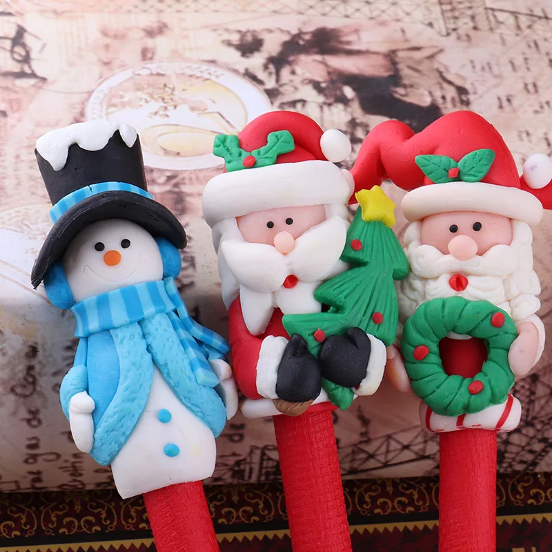 
New Hot Cute Santa Claus Polymer Clay Ballpoint Christmas Pen 