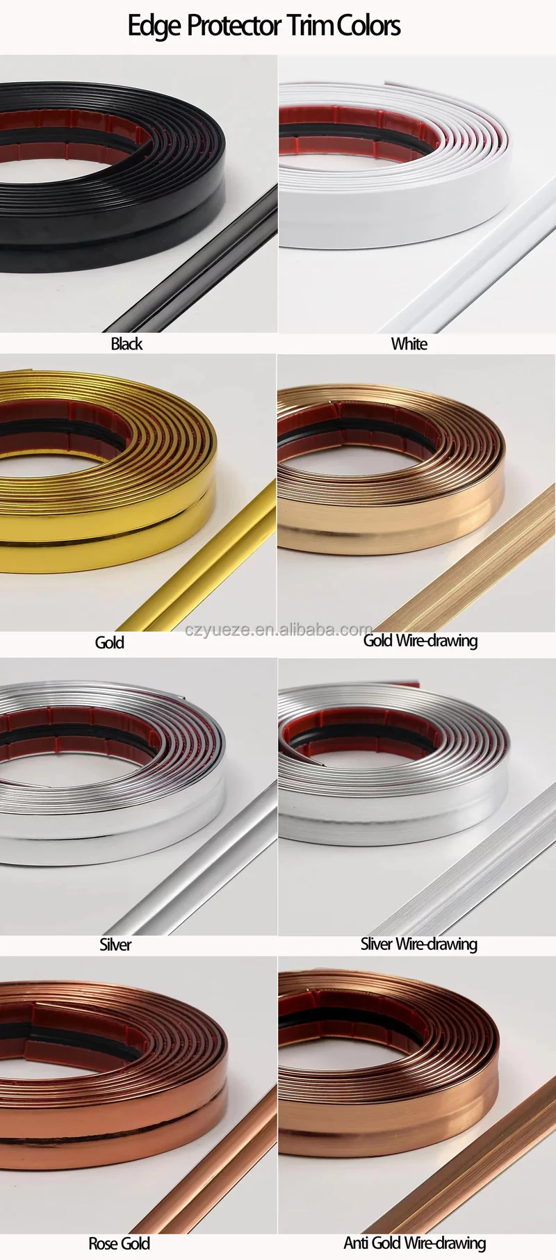 Peel and Stick PVC Flexible Wall Corner Protector Strip Decorative Edge Guards for Wall Title Cabinet