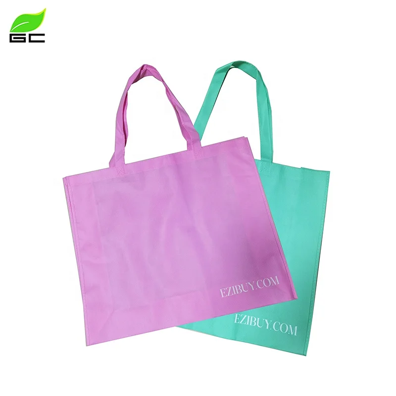 Luxury Custom Logo Sewing Non-woven Bag  With Handle Colorful Pink Green Waterproof Tote Bag Packing Shopping