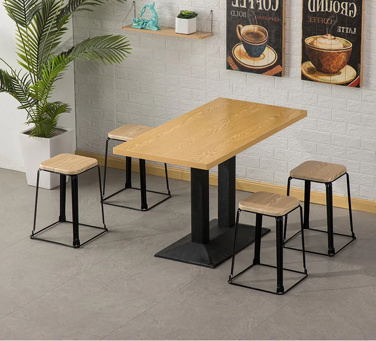  Factory Modern Black Industrial Wood Restaurant Table Canteen Furniture For