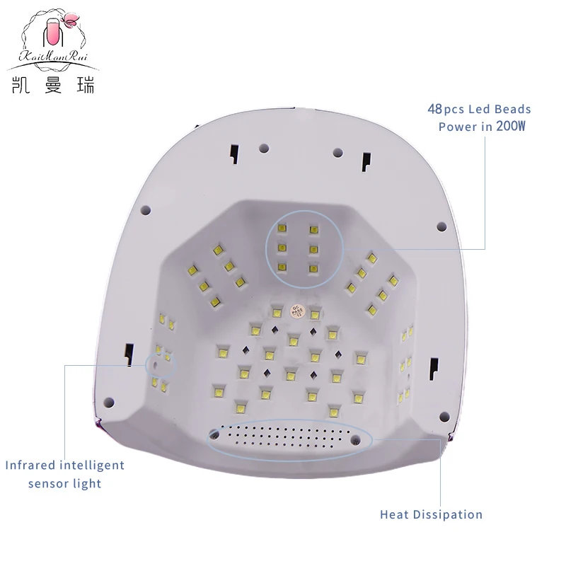 With Factory custom 48pcs LED Portable Nail Gel Dryer Battery Powered Cordless Rechargeable UV LED Nail Lamp for Nails