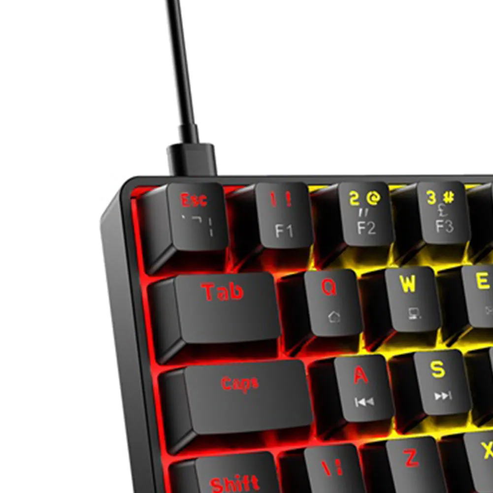 T60 Mechanical Keyboard Blue Switch 62 Keys USB Type C Wired Gaming Mechanical RGB Keyboard with 18 RGB Lights for PC Gamer