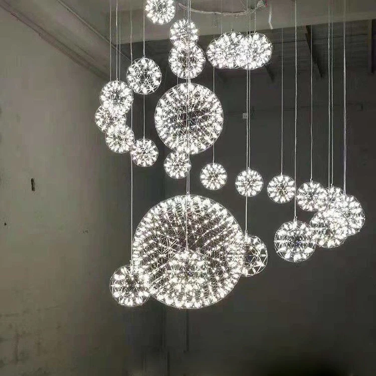 ZSW305 Stainless Spark fireworks led ball lights chandelier for wedding event ceiling decoration
