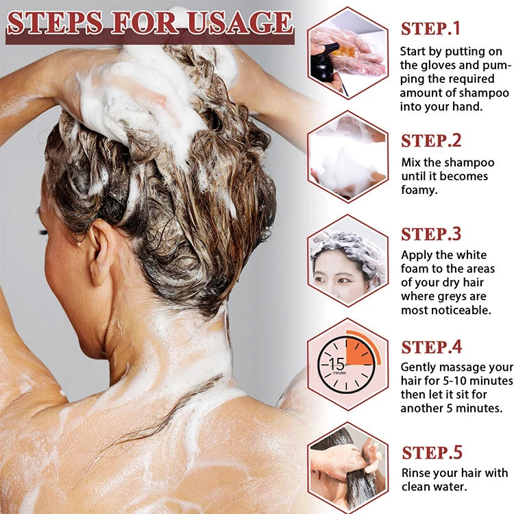 Factory wholesale black hair dye shampoo