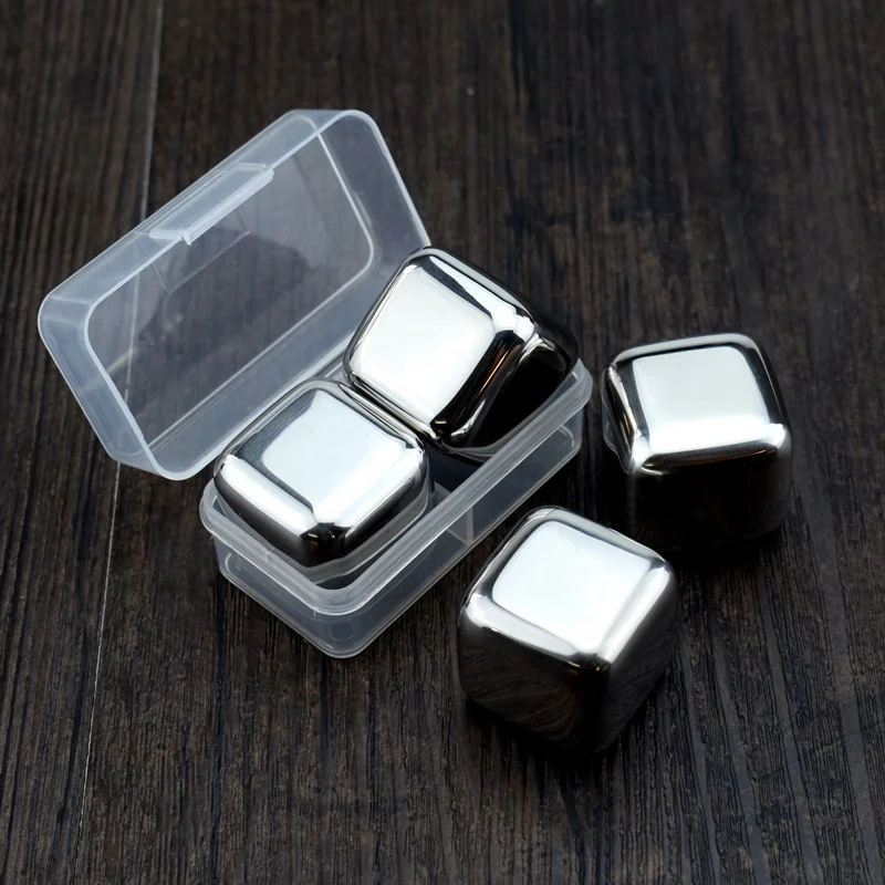 Household Gift Set Kitchen Drinking Chilling Accessories Beer Cold Ice Cube Stainless Steel Reusable Whiskey chiller stones Gift