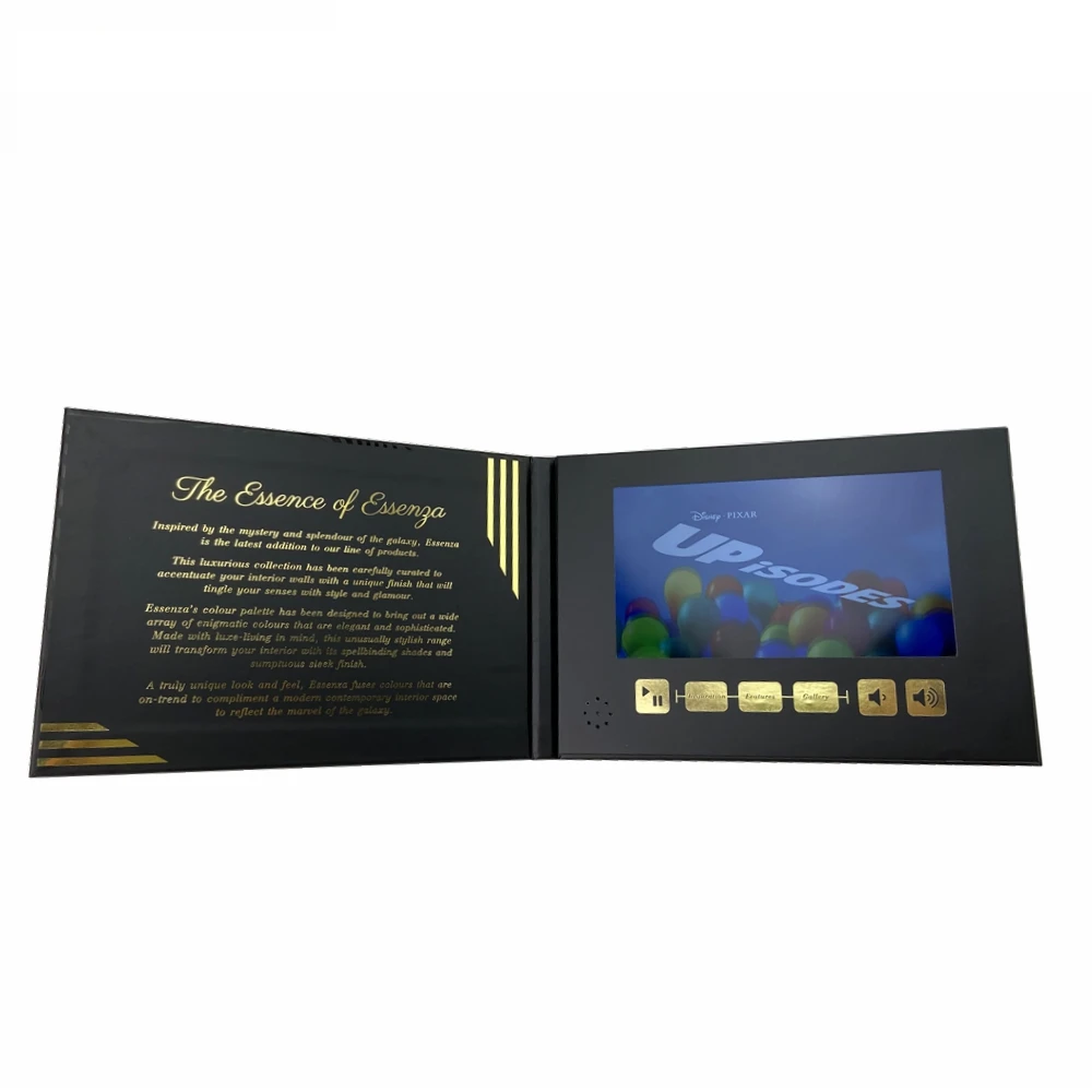 Promotional 7 Inch Lcd Screen Book Video Brochure A4 Video Greeting  Paper Card For Marketing Advertising Business