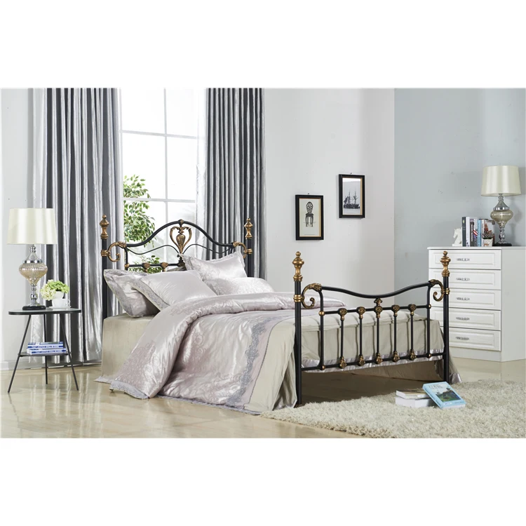 New design black futon metal wrought iron bunk double bed frame designs