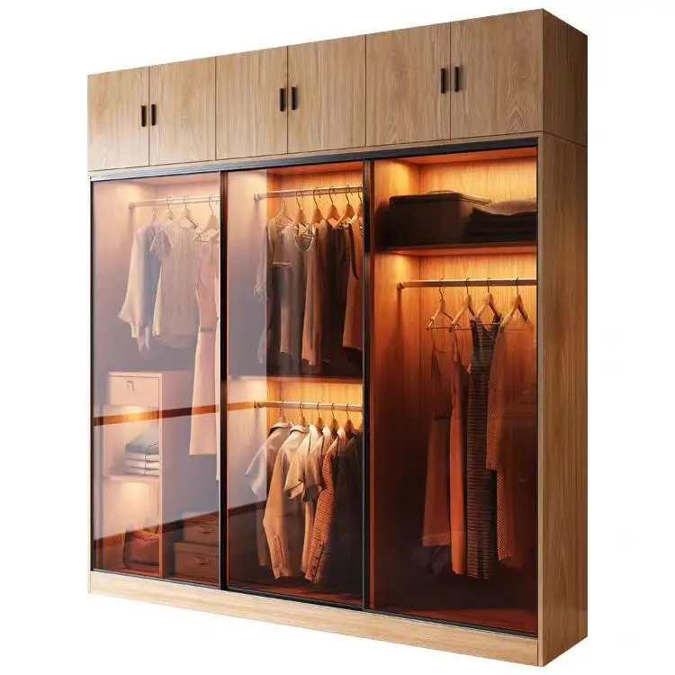 Balom 2024 customized luxury designs  walk in closet wardrobe with glass door and led light