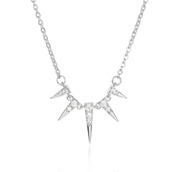 Trendy 18K Gold Plated Stainless Steel Chain Conical Rivet Pendant Necklace Jewelry