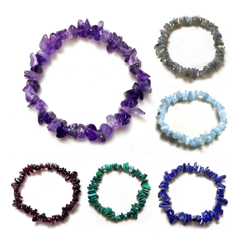 Wholesale Irregular Natural Crystal Chakras Stone Necklace Bracelet Beads Pink Quartz Amethyst for Jewelry Making DIY Bracelet