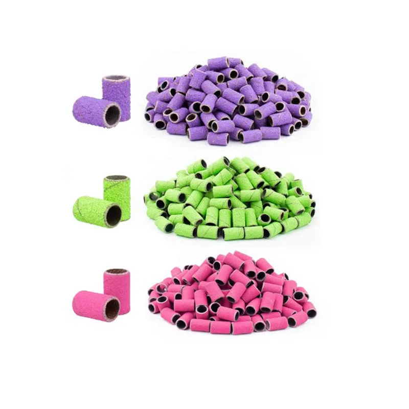 High Quality Beauty 5 Colors Mixed Nail File Tools 80/120/180 Grids 250pcs Sanding Bands For Nail Drill Bits