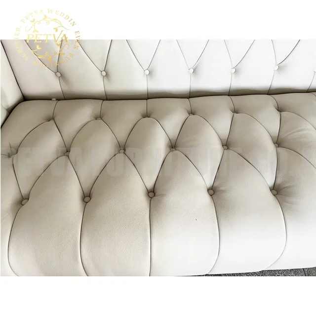 Stainless gold with white leather couch set living room sofa covers 3 seater three-seat sofa