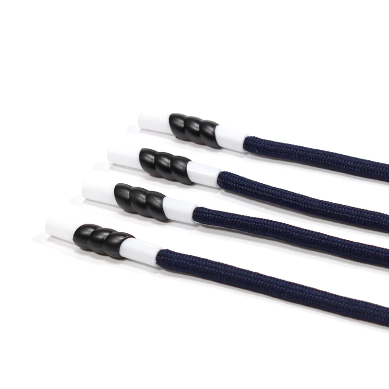 Custom drawstring cord colored round hoodie draw string with rubber tips plastic aglet