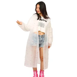 transparent waterproof emergency printed fabric raincoat for men with rain hat