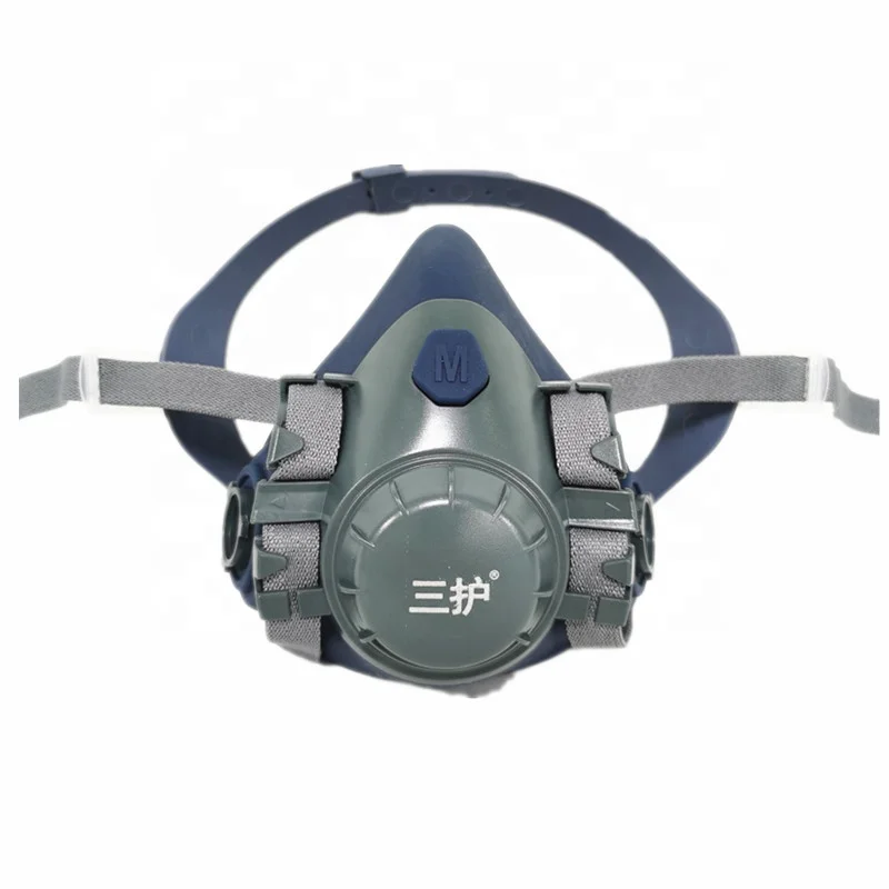 
 Силикона промышленная маска для лица похож на 3 м 7502 Анти-пыль и газовой среде; Размер с увеличенной полнотой; Размер 13*10*6 см синий 1 шт./упак. 10 шт/кор  